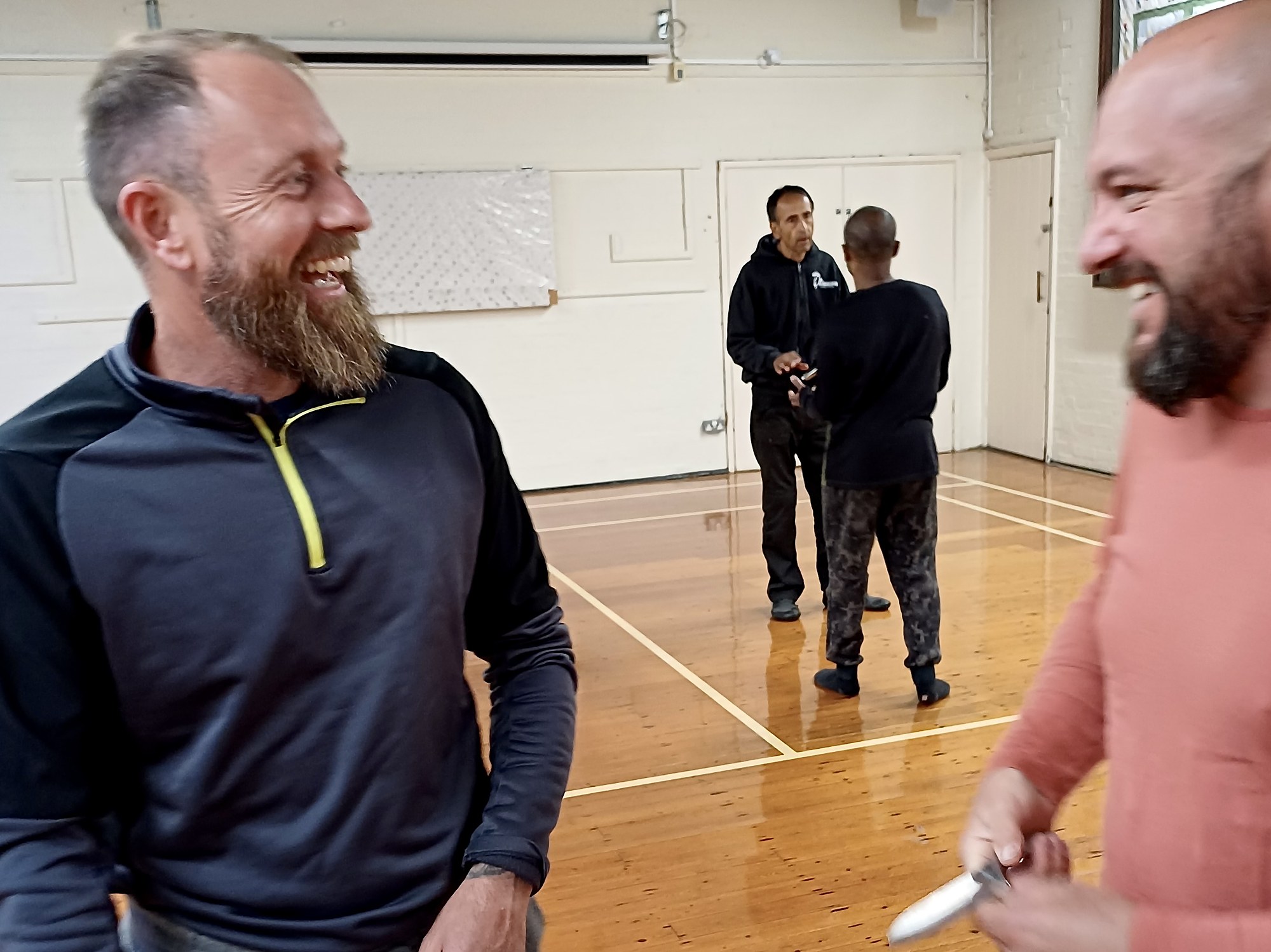Class in mid-session at the Wrestlingworth hall